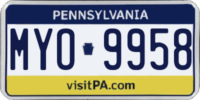 PA license plate MYO9958