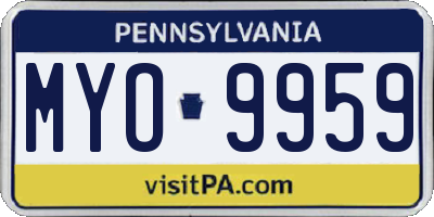 PA license plate MYO9959