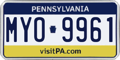 PA license plate MYO9961