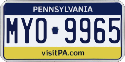 PA license plate MYO9965