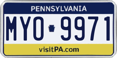 PA license plate MYO9971