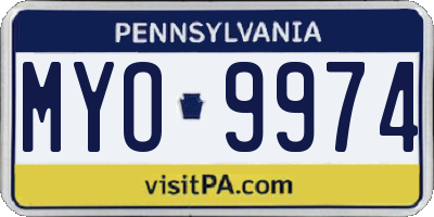 PA license plate MYO9974