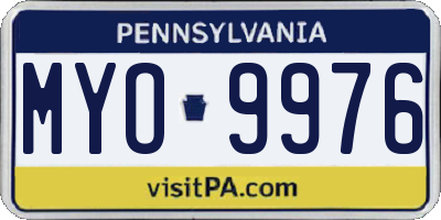 PA license plate MYO9976
