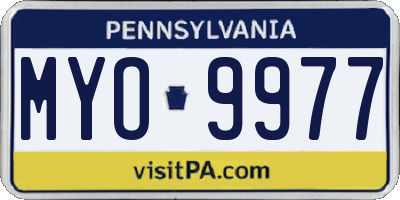 PA license plate MYO9977