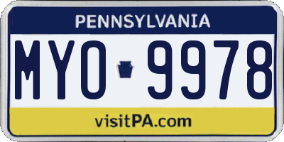 PA license plate MYO9978