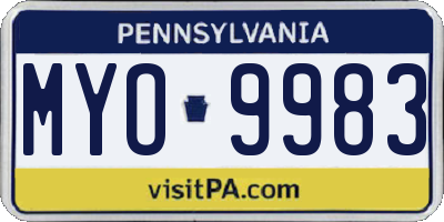 PA license plate MYO9983