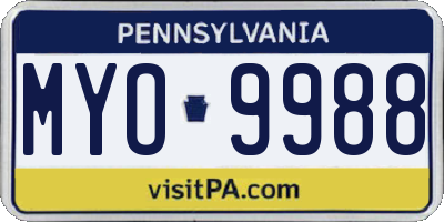 PA license plate MYO9988