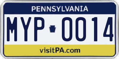 PA license plate MYP0014