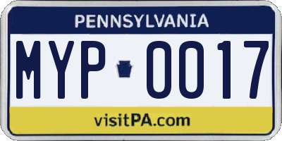 PA license plate MYP0017