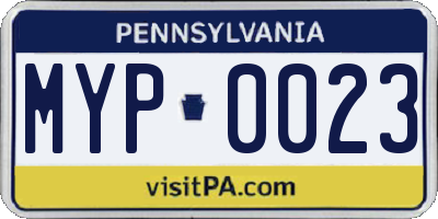 PA license plate MYP0023