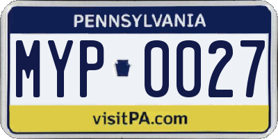 PA license plate MYP0027