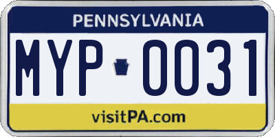 PA license plate MYP0031