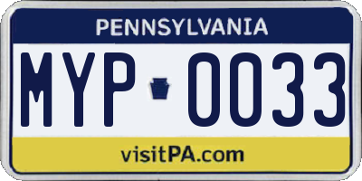 PA license plate MYP0033