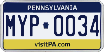 PA license plate MYP0034