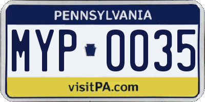PA license plate MYP0035