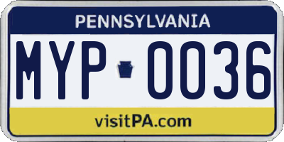 PA license plate MYP0036