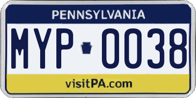 PA license plate MYP0038