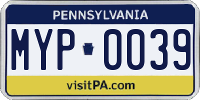 PA license plate MYP0039