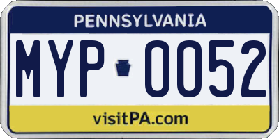 PA license plate MYP0052