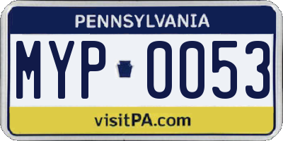 PA license plate MYP0053