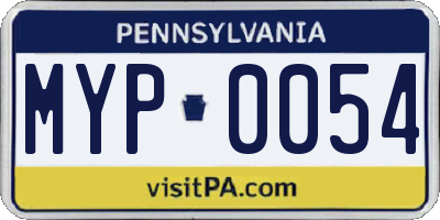 PA license plate MYP0054
