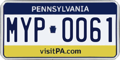 PA license plate MYP0061