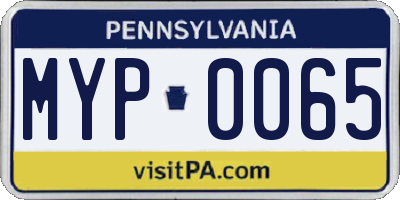 PA license plate MYP0065