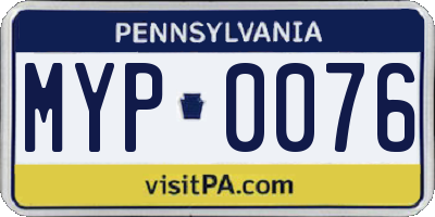 PA license plate MYP0076