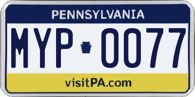 PA license plate MYP0077