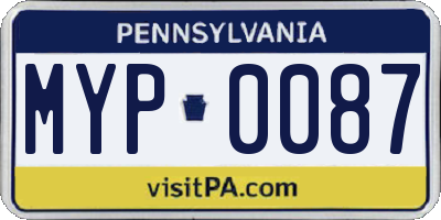 PA license plate MYP0087