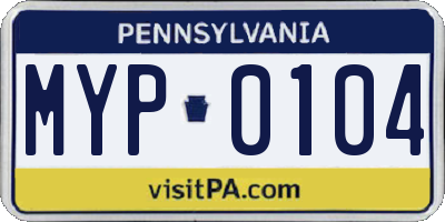 PA license plate MYP0104