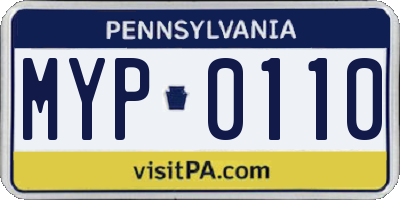 PA license plate MYP0110
