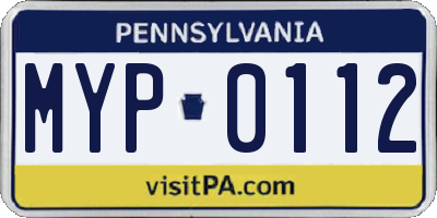 PA license plate MYP0112