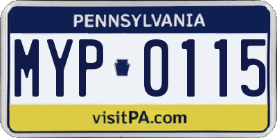 PA license plate MYP0115