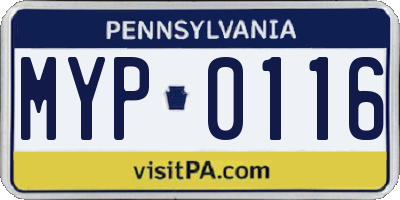 PA license plate MYP0116