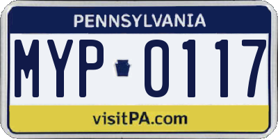 PA license plate MYP0117