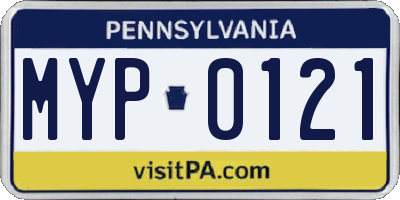 PA license plate MYP0121