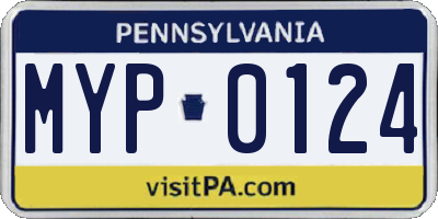 PA license plate MYP0124
