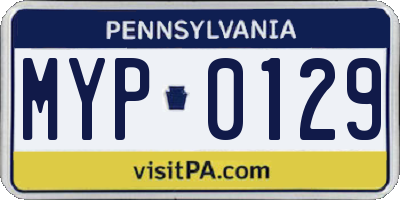 PA license plate MYP0129