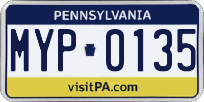 PA license plate MYP0135