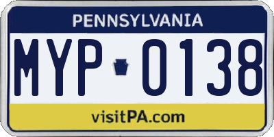 PA license plate MYP0138
