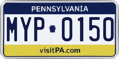 PA license plate MYP0150