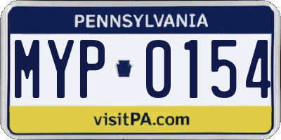PA license plate MYP0154