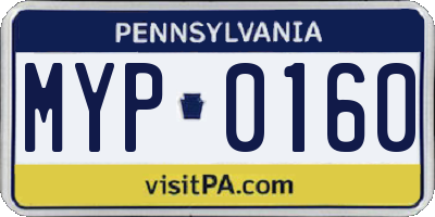 PA license plate MYP0160