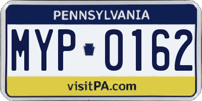 PA license plate MYP0162
