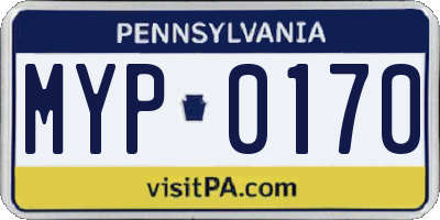 PA license plate MYP0170