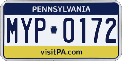 PA license plate MYP0172