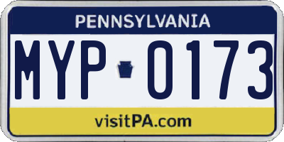 PA license plate MYP0173