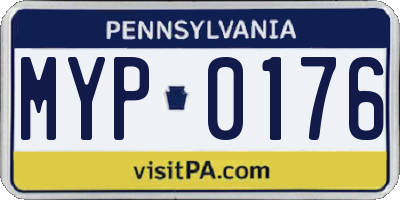 PA license plate MYP0176