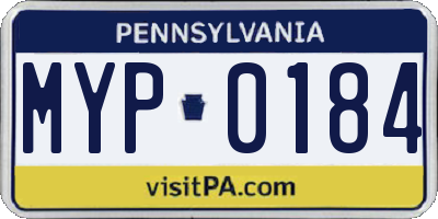 PA license plate MYP0184